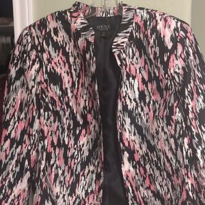 Kasper Women's Black and Pink Patterned Blazer